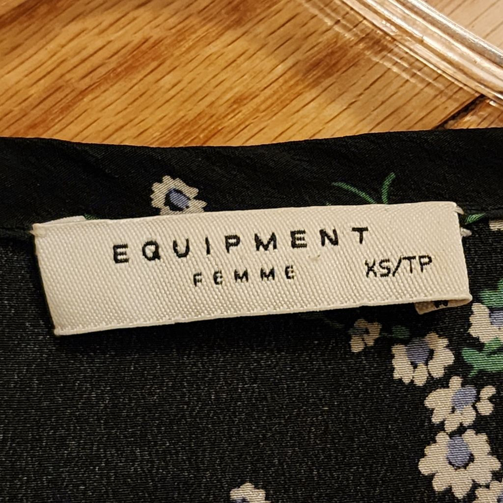 EQUIPMENT Liam Black Floral Silk Blouse XS - Picture 5 of 6